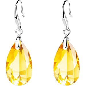 image:imageAustrian Crystal Teardrop Dangle Hook Earrings for Women 14K Gold Plated Hypoallergenic JewelryYellow