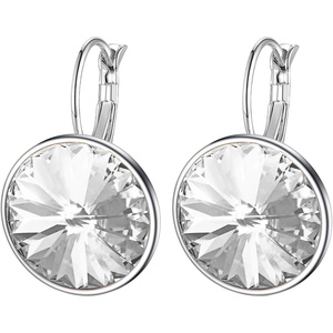 image:imageAustrian Crystals Round Drop Leverback Earrings for Women 14K Gold Plated Hypoallergenic Hoop EarringsWhite