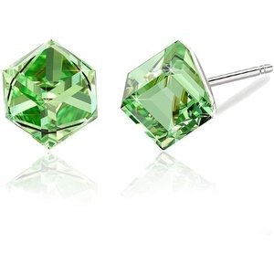 image:imageCube Austrian Crystal Drop Stud Earrings for Women Fashion S925 Sterling Silver Hypoallergenic JewelryFern Green