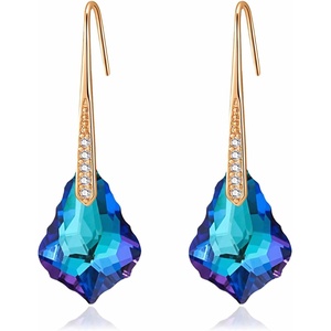 image:imageDainty Austrian Crystal Baroque Drop Dangle Earrings for Women 14K Gold Plated Hook Earring Hypoallergenic Jewelry Gifts for WomenBermuda Blue