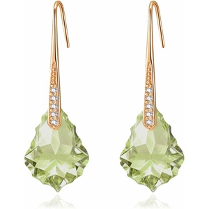 image:imageDainty Austrian Crystal Baroque Drop Dangle Earrings for Women 14K Gold Plated Hook Earring Hypoallergenic Jewelry Gifts for WomenFern Green