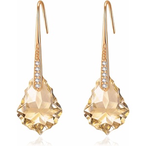 image:imageDainty Austrian Crystal Baroque Drop Dangle Earrings for Women 14K Gold Plated Hook Earring Hypoallergenic Jewelry Gifts for WomenLight Topaz
