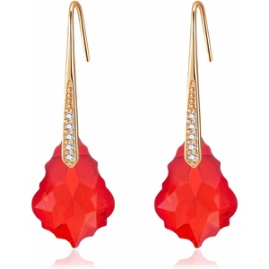 image:imageDainty Austrian Crystal Baroque Drop Dangle Earrings for Women 14K Gold Plated Hook Earring Hypoallergenic Jewelry Gifts for WomenRed