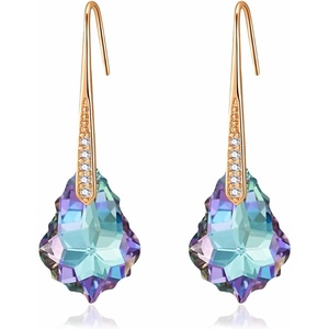 image:imageDainty Austrian Crystal Baroque Drop Dangle Earrings for Women 14K Gold Plated Hook Earring Hypoallergenic Jewelry Gifts for WomenVitrail Light