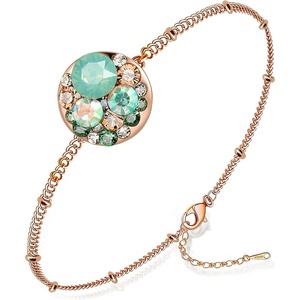 image:imageEVEVIC Austrian Crystal Bracelet for Women 14K Gold Plated Dainty Adjustable Chain Bracelets Colorful Charm Jewelry GiftGreen OpalAurora Borealis Crystal