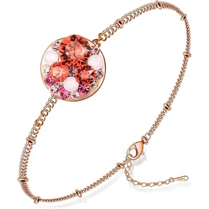 image:imageEVEVIC Austrian Crystal Bracelet for Women 14K Gold Plated Dainty Adjustable Chain Bracelets Colorful Charm Jewelry GiftPink Red CrystalsRose Goldtone