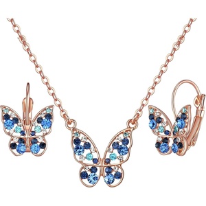 image:imageEVEVIC Austrian Crystal Butterfly Pendant Necklaces and Earrings Jewelry Set Blue