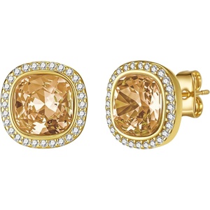 image:imageEVEVIC Austrian Crystal Halo Square Stud Earrings for Women 14K Gold Plated Birthstone Earring Hypoallergenic Jewelry GiftsYellow TopazNov