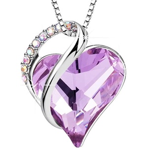 image:imageEVEVIC Austrian Crystal Heart Pendant Necklaces for Women Fashion 14K Gold Plated Dainty Necklace Hypoallergenic JewelryLight Purple