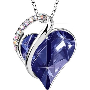 image:imageEVEVIC Austrian Crystal Heart Pendant Necklaces for Women Fashion 14K Gold Plated Dainty Necklace Hypoallergenic JewelryTanzanite