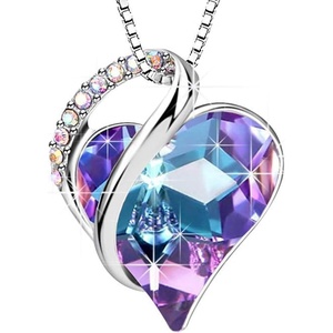 image:imageEVEVIC Austrian Crystal Heart Pendant Necklaces for Women Fashion 14K Gold Plated Dainty Necklace Hypoallergenic JewelryVitrail Light