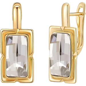 image:imageEVEVIC Austrian Crystal Leverback Earrings for Women Baguette Crystal Drop Earrings 14K Rose Gold Plated Hypoallergenic Jewelry GiftWhite Clear