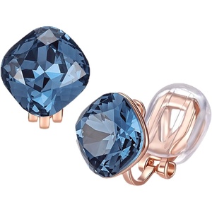 image:imageEVEVIC Austrian Crystal Square Cilp On Earrings for Women 14K Gold Plated Non Pierced for Sensitive Ears Jewelry Gifts for AnniversaryDenim Blue