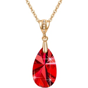image:imageEVEVIC Austrian Crystals Teardrop Pendant Necklace for Women 14K Gold Plated Ecofriendly Brass Hypoallergenic JewelryRed