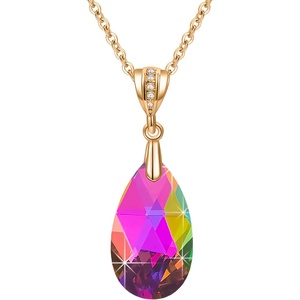 image:imageEVEVIC Austrian Crystals Teardrop Pendant Necklace for Women 14K Gold Plated Ecofriendly Brass Hypoallergenic JewelryVitrail Medium
