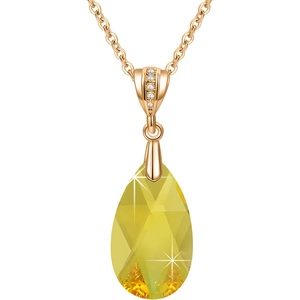 image:imageEVEVIC Austrian Crystals Teardrop Pendant Necklace for Women 14K Gold Plated Ecofriendly Brass Hypoallergenic JewelryYellow