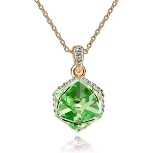 image:imageEVEVIC Color Changing Cubic Austrian Crystal Pendant Necklaces for Women 14K Gold Plated Hypoallergenic JewelryGreen