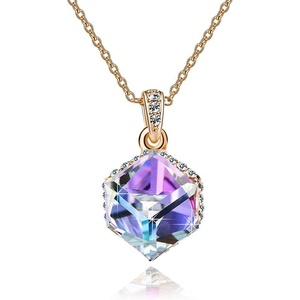 image:imageEVEVIC Color Changing Cubic Austrian Crystal Pendant Necklaces for Women 14K Gold Plated Hypoallergenic JewelryVitrail Light