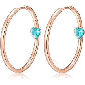 image:imageEVEVIC Trendy Austrian Crystals Heart Hoop Earrings for Women 14K Gold Plated Hypoallergenic Hoops Earring Jewelry GiftAquamarine