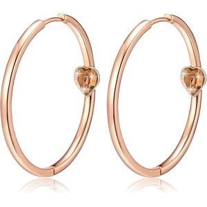 image:imageEVEVIC Trendy Austrian Crystals Heart Hoop Earrings for Women 14K Gold Plated Hypoallergenic Hoops Earring Jewelry GiftLight Topaz