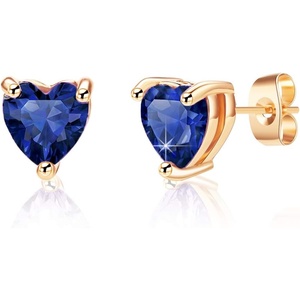 image:imageHeart Austrian Crystal Stud Earrings for Women Fashion 925 Sterling Silver Hypoallergenic JewelryDark Blue
