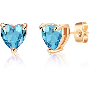 image:imageHeart Austrian Crystal Stud Earrings for Women Fashion 925 Sterling Silver Hypoallergenic JewelryLight Blue
