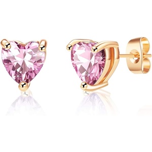 image:imageHeart Austrian Crystal Stud Earrings for Women Fashion 925 Sterling Silver Hypoallergenic JewelryPink