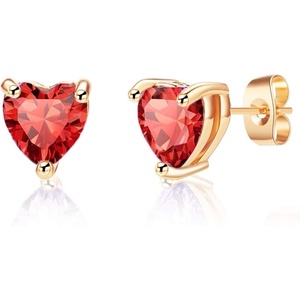 image:imageHeart Austrian Crystal Stud Earrings for Women Fashion 925 Sterling Silver Hypoallergenic JewelryRed