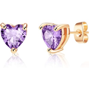image:imageHeart Austrian Crystal Stud Earrings for Women Fashion 925 Sterling Silver Hypoallergenic JewelryTanzanite