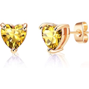 image:imageHeart Austrian Crystal Stud Earrings for Women Fashion 925 Sterling Silver Hypoallergenic JewelryTopaz