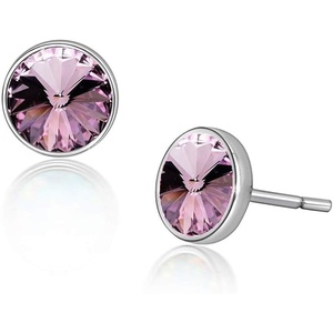 image:imageRound Austrian Crystal Stud Earrings for Women Fashion 925 Sterling Silver Hypoallergenic JewelryAntique Pink