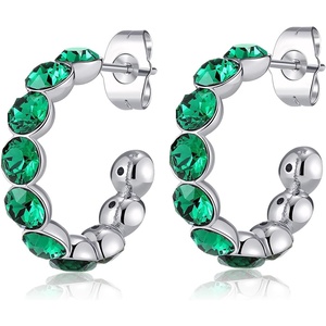 image:imageStunning Austrian Crystals Hoop Earrings for Women Fashion 14K Gold Plated Hypoallergenic Jewelry GiftGreen