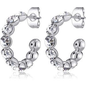 image:imageStunning Austrian Crystals Hoop Earrings for Women Fashion 14K Gold Plated Hypoallergenic Jewelry GiftWhite Clear