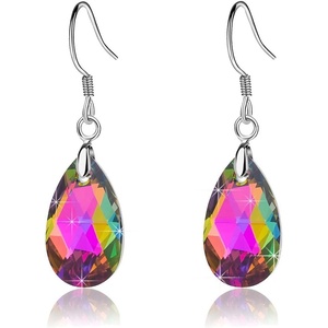 image:imageTeardrop Austrian Crystal Drop Dangle Earrings for Women 925 Sterling Silver Hook Hypoallergenic JewelryVitrail Medium
