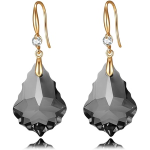 image:imageTrendy Austrian Crystal Baroque Drop Dangle Earrings for Women 14K Gold Plated Hook Earring Hypoallergenic Jewelry Gifts for WomenGreyBlack