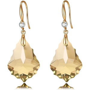 image:imageTrendy Austrian Crystal Baroque Drop Dangle Earrings for Women 14K Gold Plated Hook Earring Hypoallergenic Jewelry Gifts for WomenLight Topaz