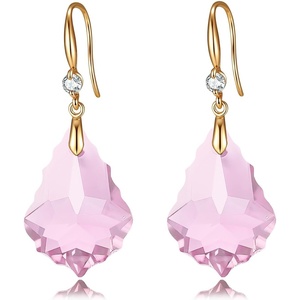image:imageTrendy Austrian Crystal Baroque Drop Dangle Earrings for Women 14K Gold Plated Hook Earring Hypoallergenic Jewelry Gifts for WomenPink