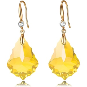 image:imageTrendy Austrian Crystal Baroque Drop Dangle Earrings for Women 14K Gold Plated Hook Earring Hypoallergenic Jewelry Gifts for WomenYellow
