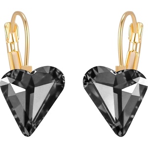 image:imageTrendy Austrian Crystal Heart Drop Leverback Earrings for Women 14K Rose Gold Plated Hypoallergenic Jewelry GiftsBlack