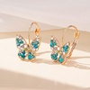 image:imageAustrian Crystal Butterfly Dangle Drop Earrings for Women  14K gold plated brassvibrant colorssecure leverbackexquisite butterfly designgift boxBlue Green CrystalsRose Goldtone