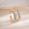 image:imageAustrian Crystal Chunky Half Hoop Dangle Earrings for Women  14K gold plated brassround austrian crystalchunky hoop earringsbutterfly claspgift boxAquamarine
