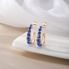 image:imageAustrian Crystal Chunky Half Hoop Dangle Earrings for Women  14K gold plated brassround austrian crystalchunky hoop earringsbutterfly claspgift boxBlue