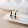 image:imageAustrian Crystal Chunky Half Hoop Dangle Earrings for Women  14K gold plated brassround austrian crystalchunky hoop earringsbutterfly claspgift boxDark Blue