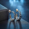 image:imageAustrian Crystal Chunky Half Hoop Dangle Earrings for Women  14K gold plated brassround austrian crystalchunky hoop earringsbutterfly claspgift boxDark Blue