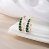 image:imageAustrian Crystal Chunky Half Hoop Dangle Earrings for Women  14K gold plated brassround austrian crystalchunky hoop earringsbutterfly claspgift boxGreen