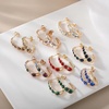 image:imageAustrian Crystal Chunky Half Hoop Dangle Earrings for Women  14K gold plated brassround austrian crystalchunky hoop earringsbutterfly claspgift boxMultiColored
