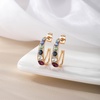 image:imageAustrian Crystal Chunky Half Hoop Dangle Earrings for Women  14K gold plated brassround austrian crystalchunky hoop earringsbutterfly claspgift boxMultiColored