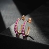 image:imageAustrian Crystal Chunky Half Hoop Dangle Earrings for Women  14K gold plated brassround austrian crystalchunky hoop earringsbutterfly claspgift boxRose Pink