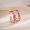 image:imageAustrian Crystal Chunky Half Hoop Dangle Earrings for Women  14K gold plated brassround austrian crystalchunky hoop earringsbutterfly claspgift boxRose Pink