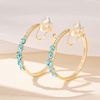 image:imageAustrian Crystal Clip On Hoop Earrings for Women  14K gold plated brassround crystalnonpierced cliponsoft silicone padsgift boxAquamarine